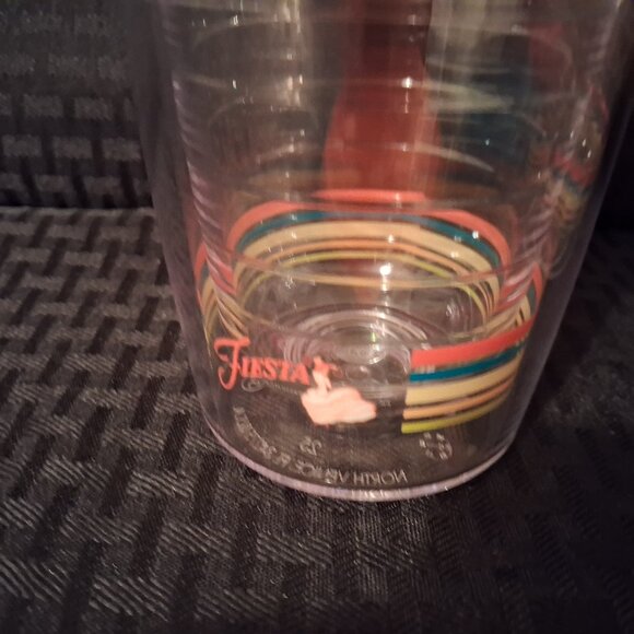 Fiestaware Striped Tumbler Glasses 24oz Red Yellow Green Turquoise w/ Lids Set 3 - Picture 5 of 9